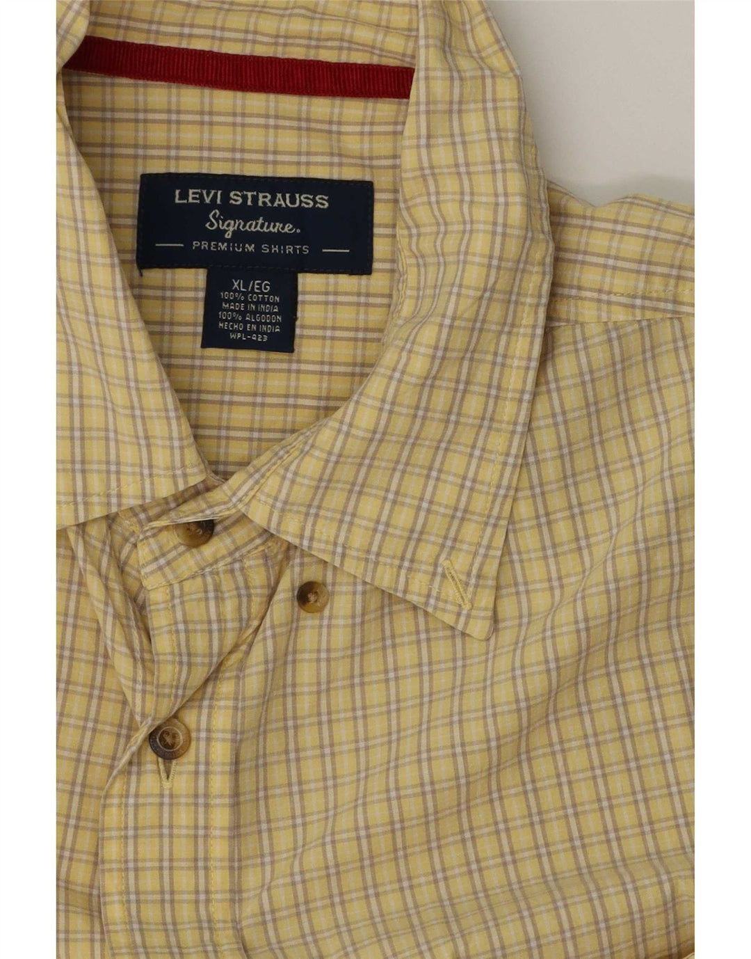 Levi's Chemise à Manches Courtes Homme XL Jaune Vichy Coton