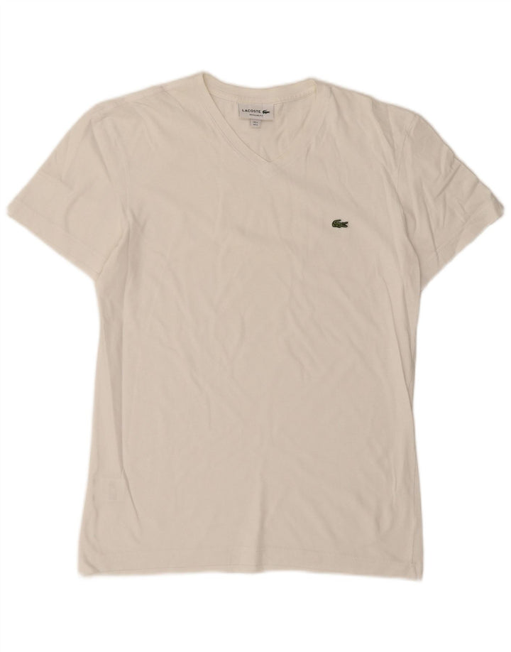 Lacoste Hommes Regular Fit T-Shirt Top Taille 3 Petit Coton Blanc