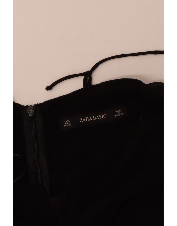 Zara Robe à épaules dénudées pour femme UK 8 Petit polyester à pois noir