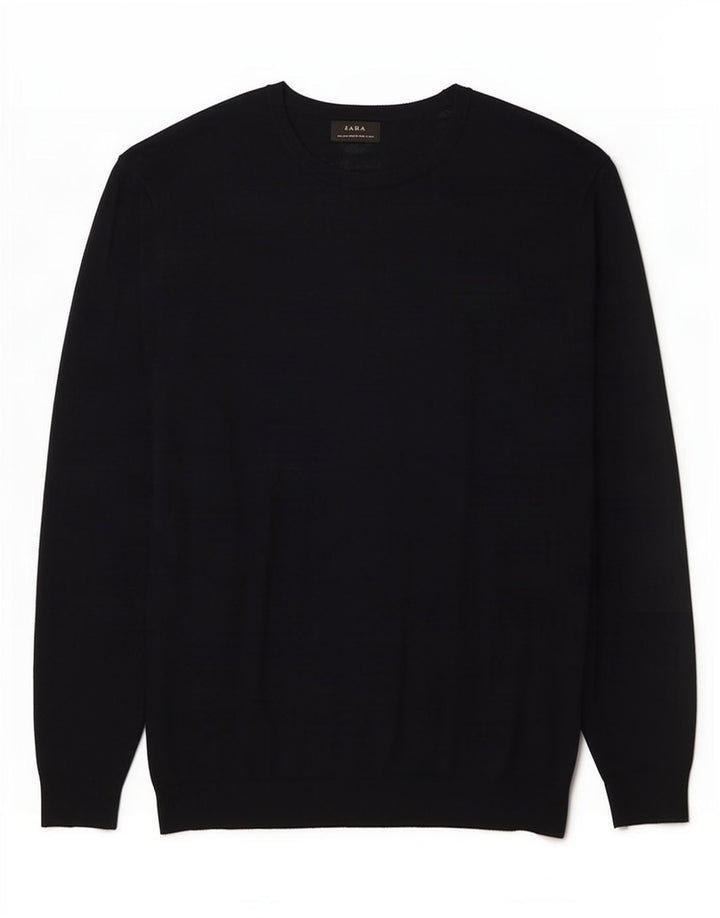 Zara Pull ras du cou pour homme, grand, bleu marine