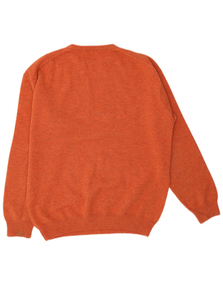 Gant Pull col rond homme XL Orange laine d'agneau