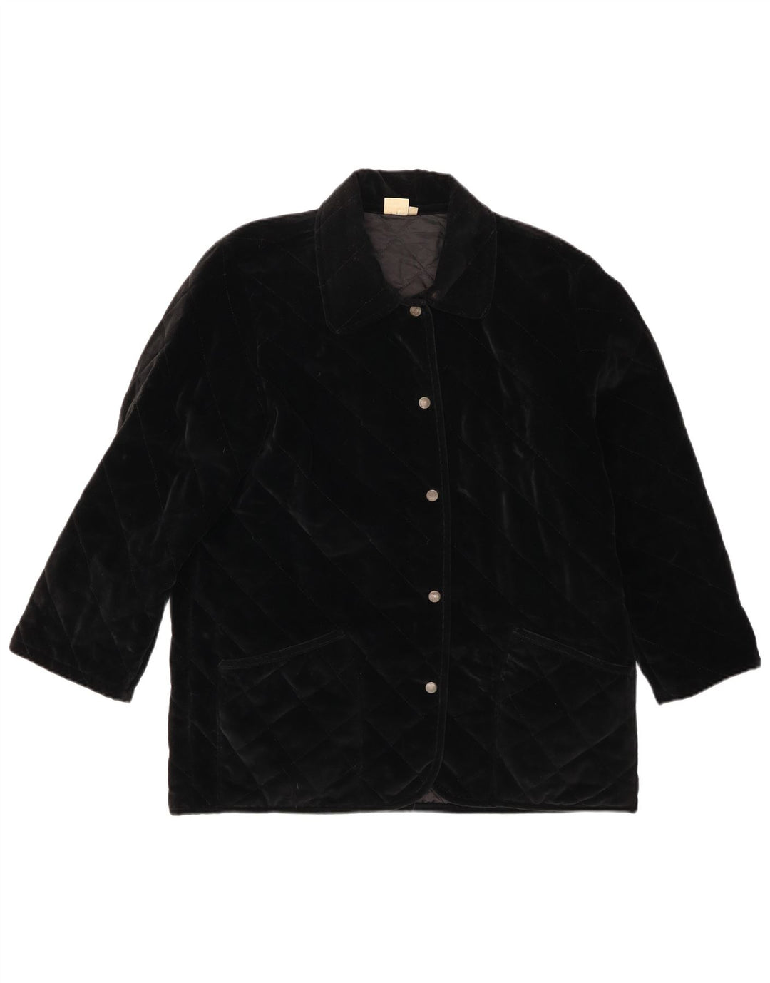 Andrea Mare Veste matelassée surdimensionnée en velours pour femme UK 10 Petit coton noir