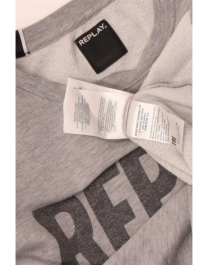 Replay Sweat-Shirt Graphique Homme Gris Moyen Moucheté Coton