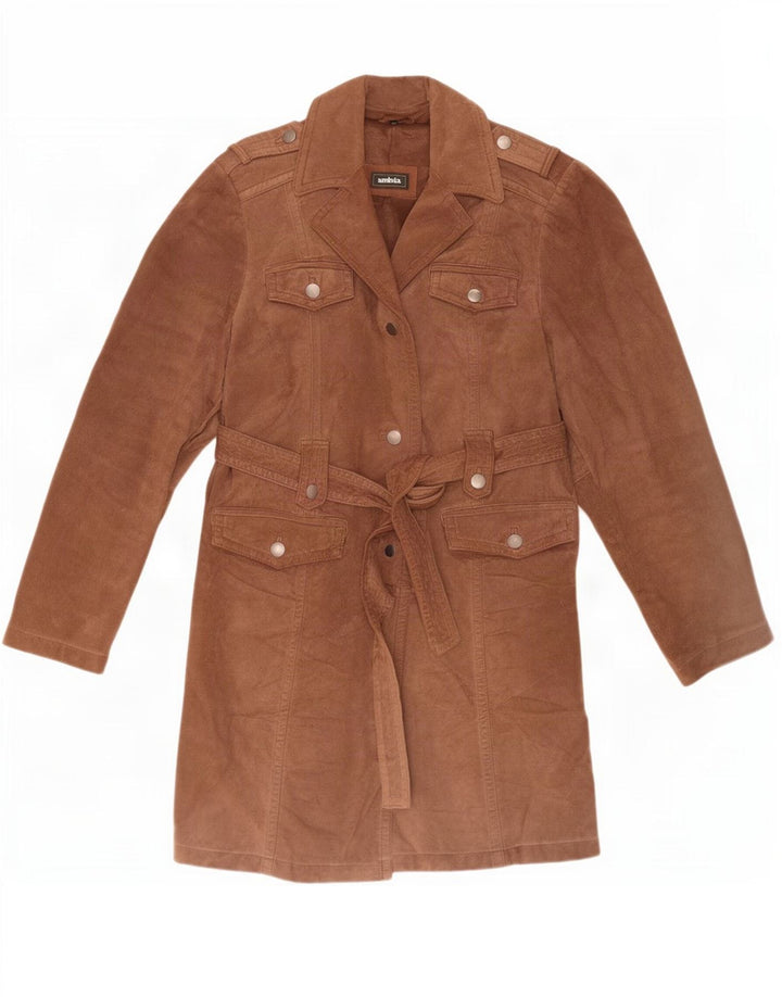 Ambria Manteau militaire en daim pour femme IT 46 Grand cuir marron