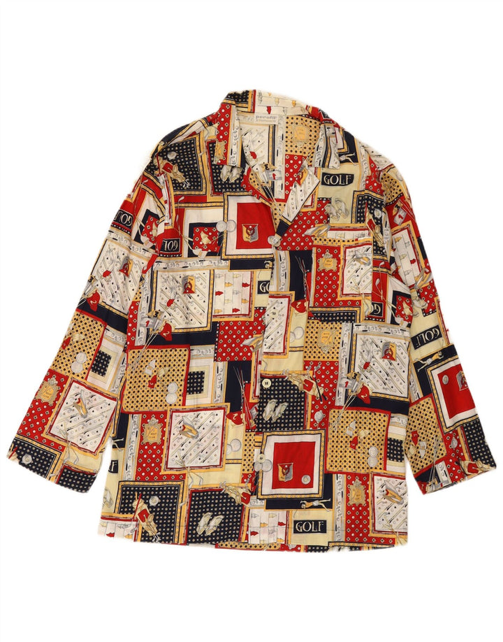 Chemise de pyjama homme vintage IT 48 petit coton patchwork multicolore