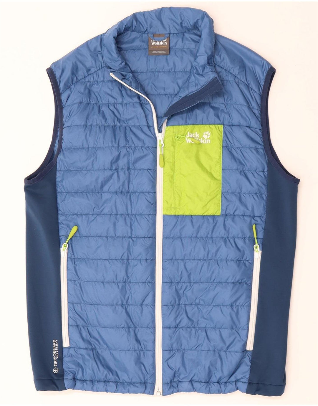 JACK WOLFSKIN Gilet rembourré pour homme UK 40 Large Bleu Colorblock Polyester