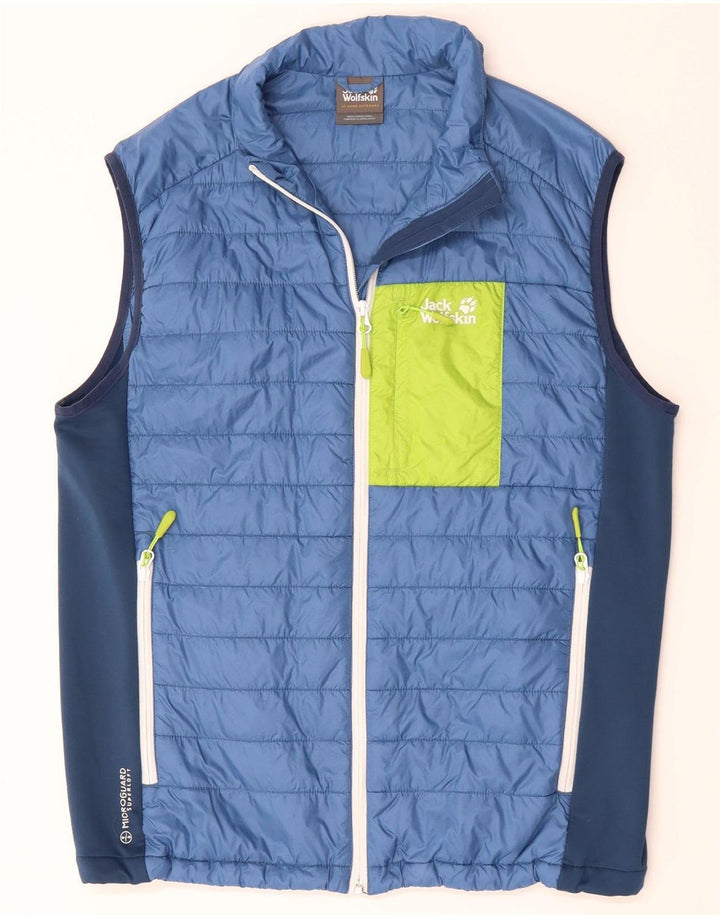 JACK WOLFSKIN Gilet rembourré pour homme UK 40 Large Bleu Colorblock Polyester