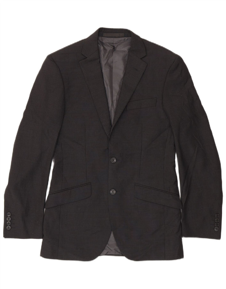 Marks & Spencer Veste blazer à 2 boutons pour homme UK 38 Gris moyen à fines rayures