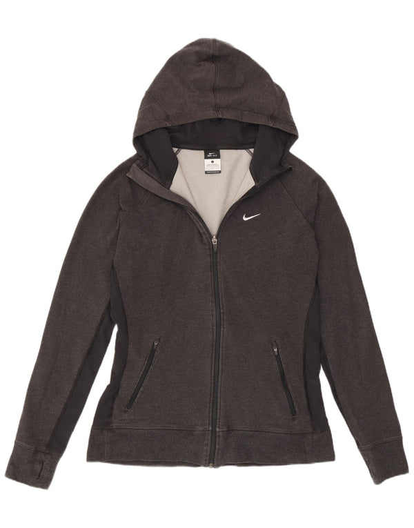 Nike Pull à capuche zippé Dri Fit pour femme UK 16 Grand coton gris
