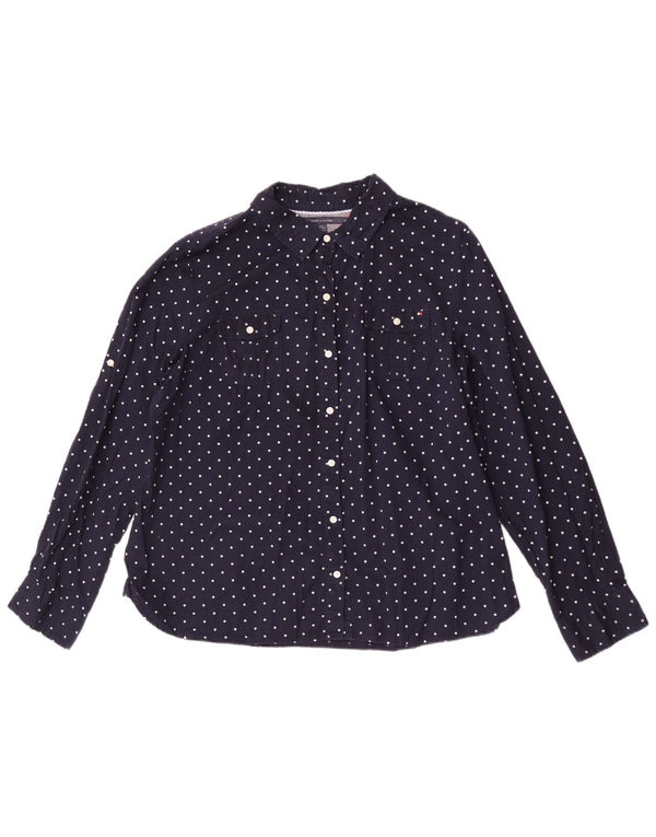 Tommy Hilfiger Chemise Femme UK 20 2XL Bleu Marine à Pois Coton