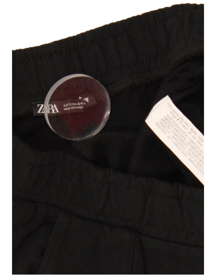 Zara Pantalon de survêtement cargo pour femme UK 10 Small Noir Coton