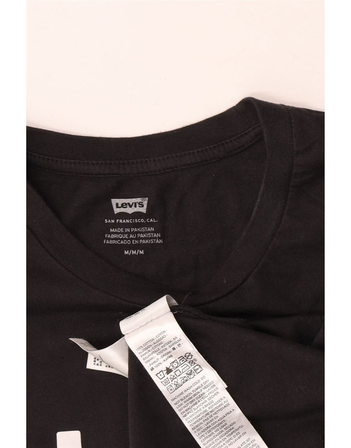 Levi's T-Shirt Graphique Femme UK 14 Noir Moyen Coton