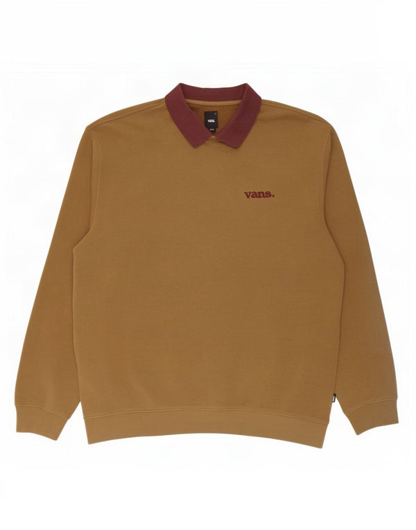 Vans Sweat-shirt à col polo pour homme 2XL en coton color block kaki