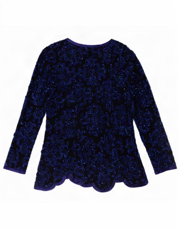 Frank Usher Chemisier asymétrique de soirée pour femme UK 44 Bleu marine moyen