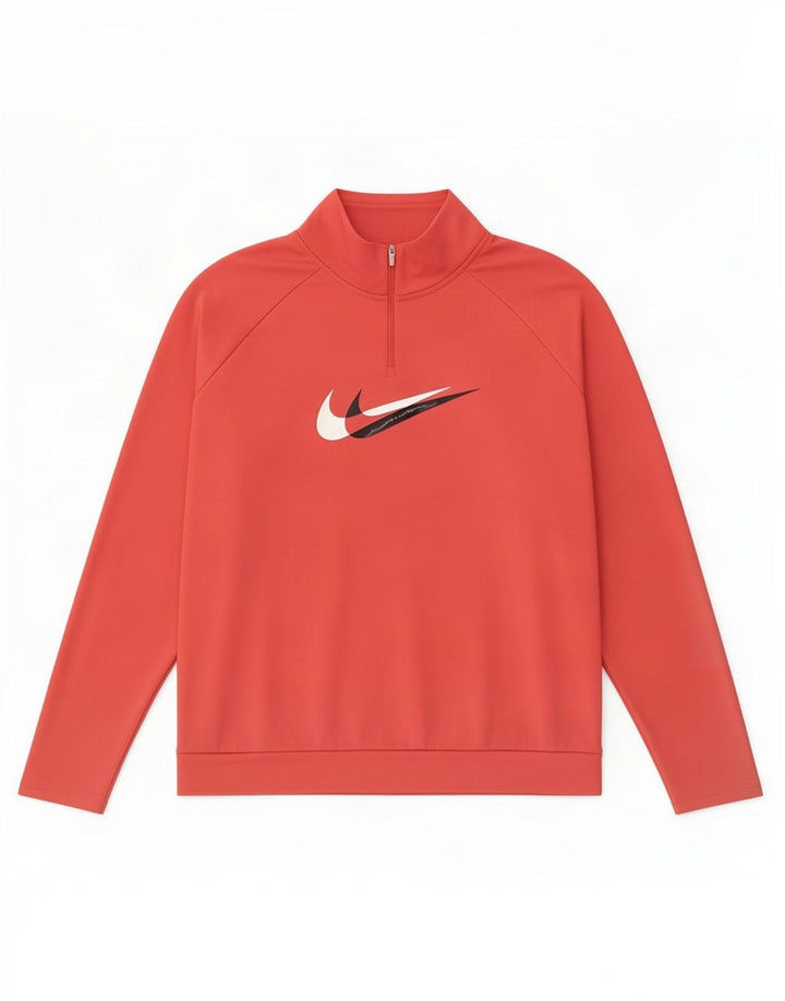Haut de survêtement Nike Dri Fit à col zippé pour femme UK 18 XL Rose Polyester