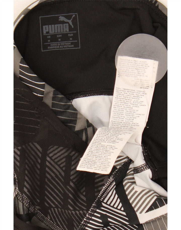 Puma Leggings Capri Femme UK 42 Polyester Géométrique Noir Moyen