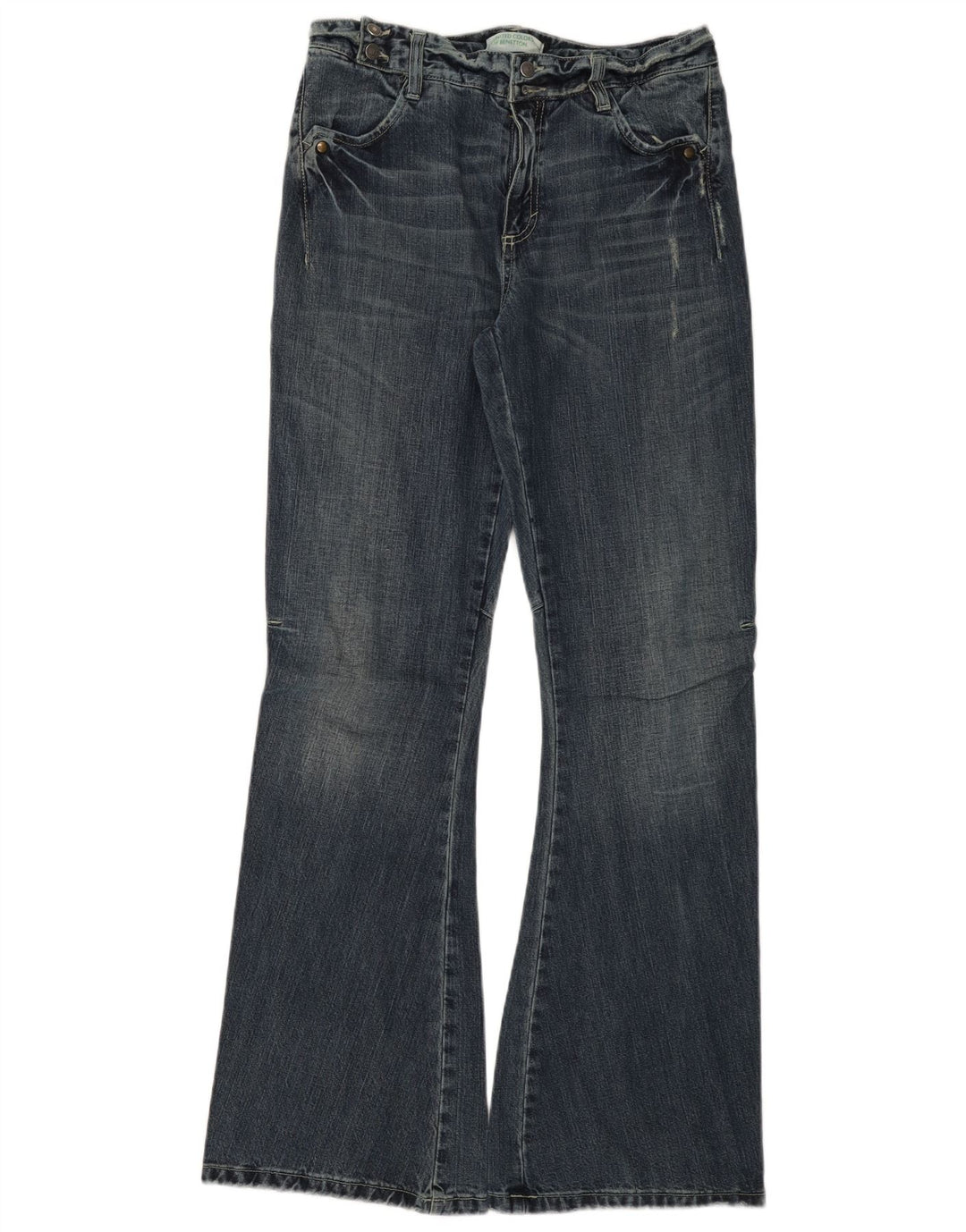 BENETTON Femme Jean Évasé W30 L32 Bleu
