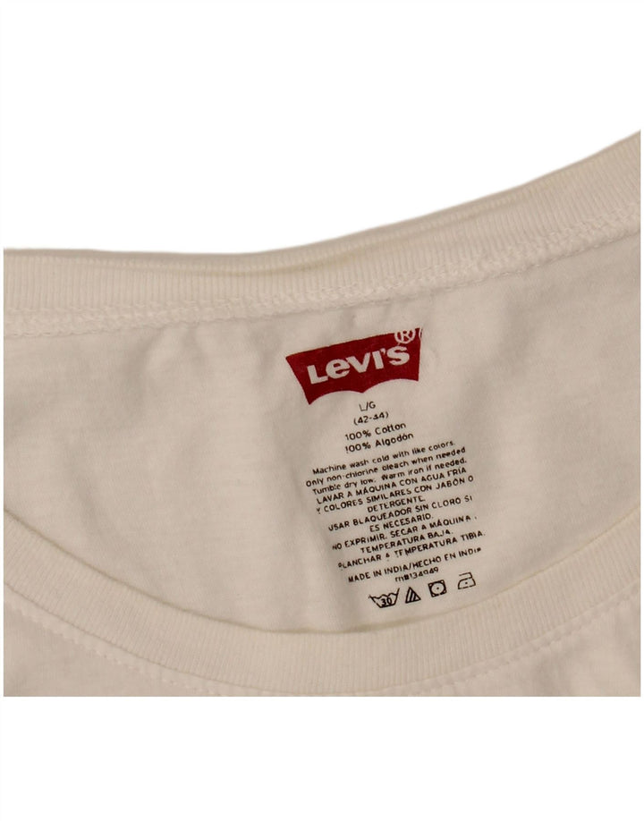 LEVI'S T-Shirt Homme Top UK 42/44 Large Blanc Coton