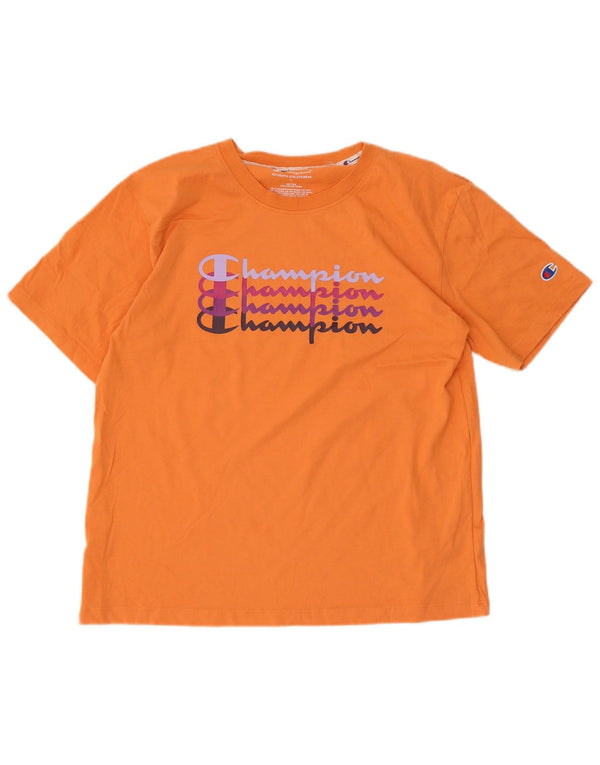 Champion T-Shirt Graphique Femme UK 12 Coton Orange Moyen