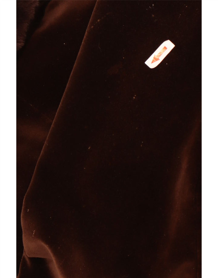 vintage Womens Velvet Overcoat UK 10 Petit Brun