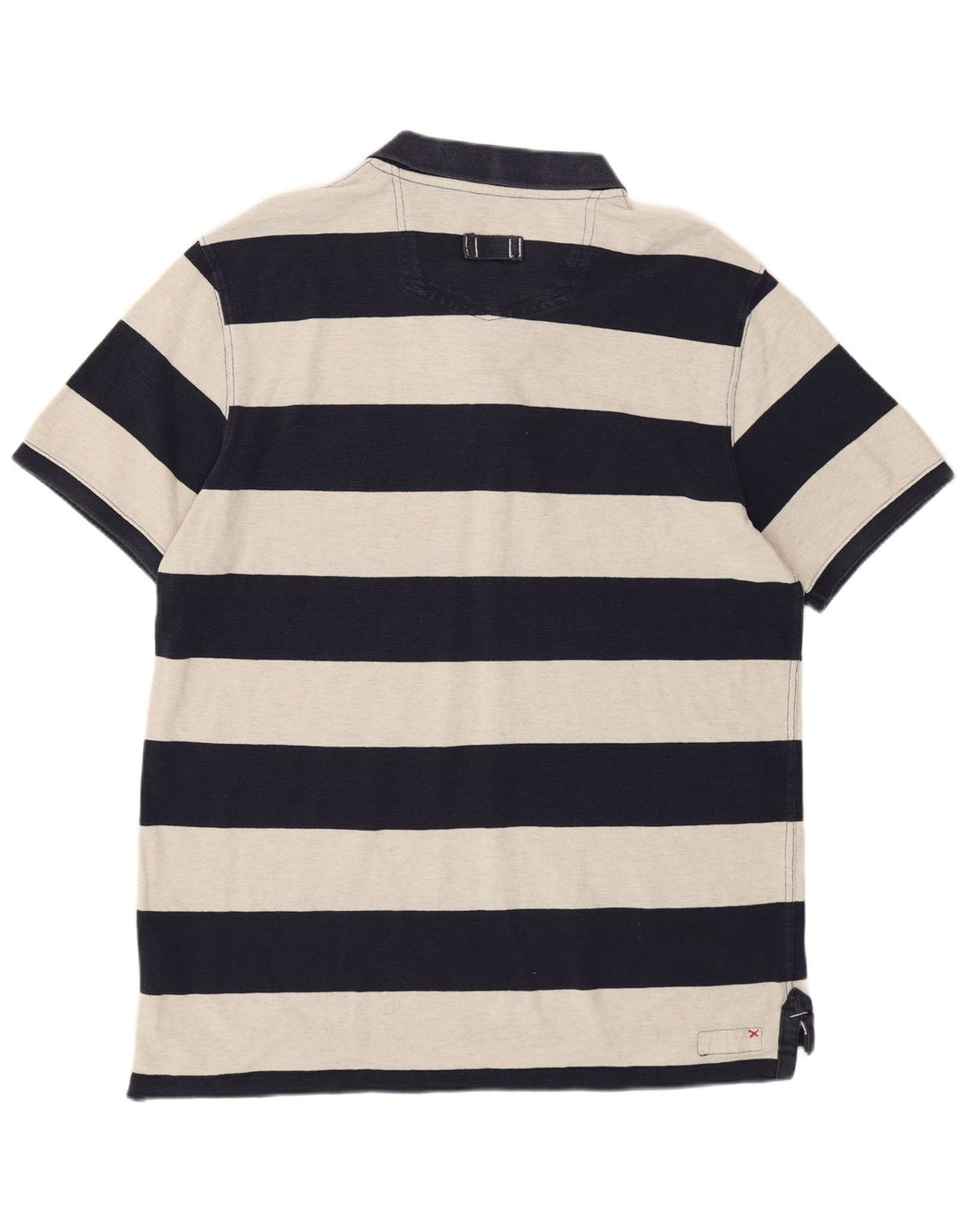 Fat Face Polo Homme Large Bleu Marine Rayé Coton