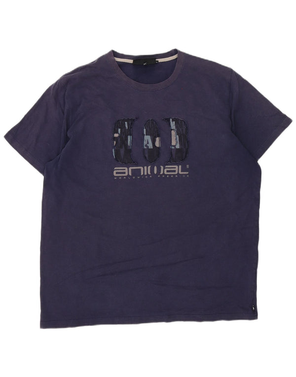 Animal T-Shirt Graphique Homme Top XL Bleu Marine Coton