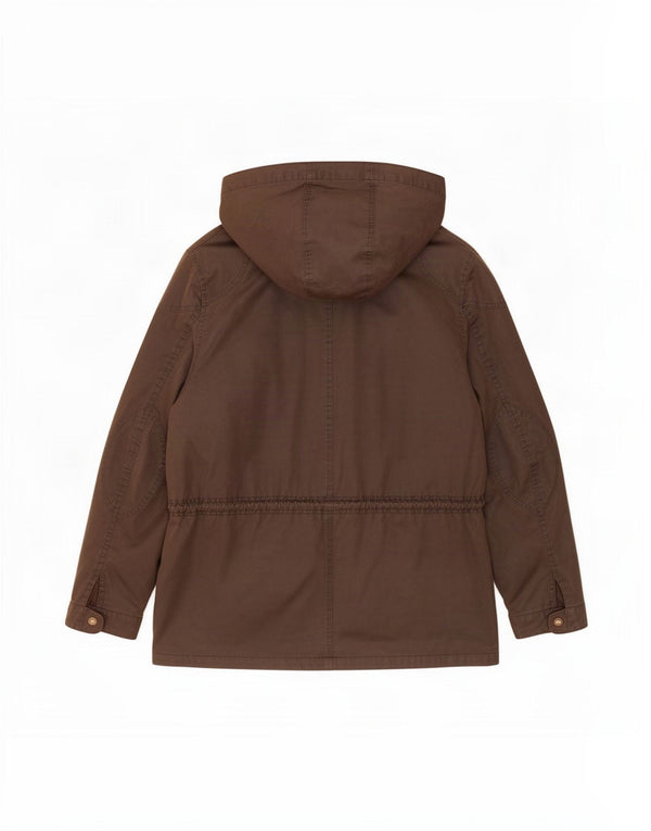 Fat Face Veste à capuche en coton ciré pour femme UK 18 XL Marron