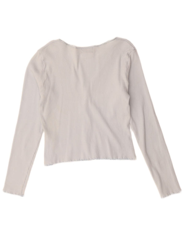 Hobbs Femmes Crop Cardigan Top UK 14 Bleu Moyen Coton
