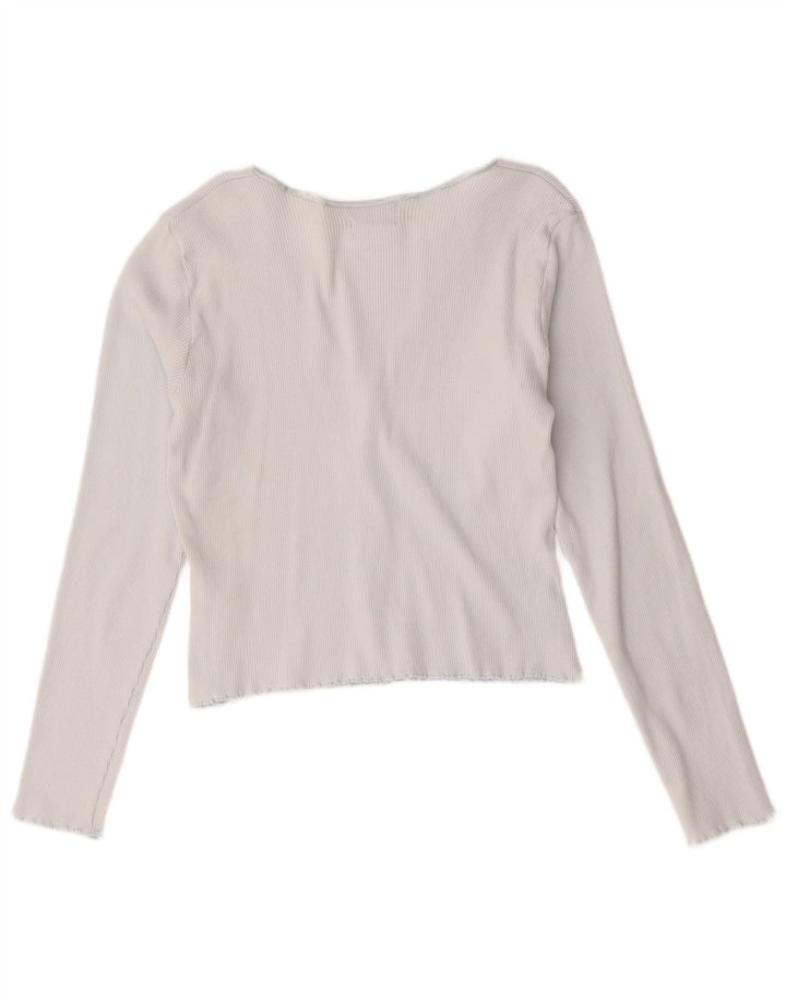 Hobbs Femmes Crop Cardigan Top UK 14 Bleu Moyen Coton