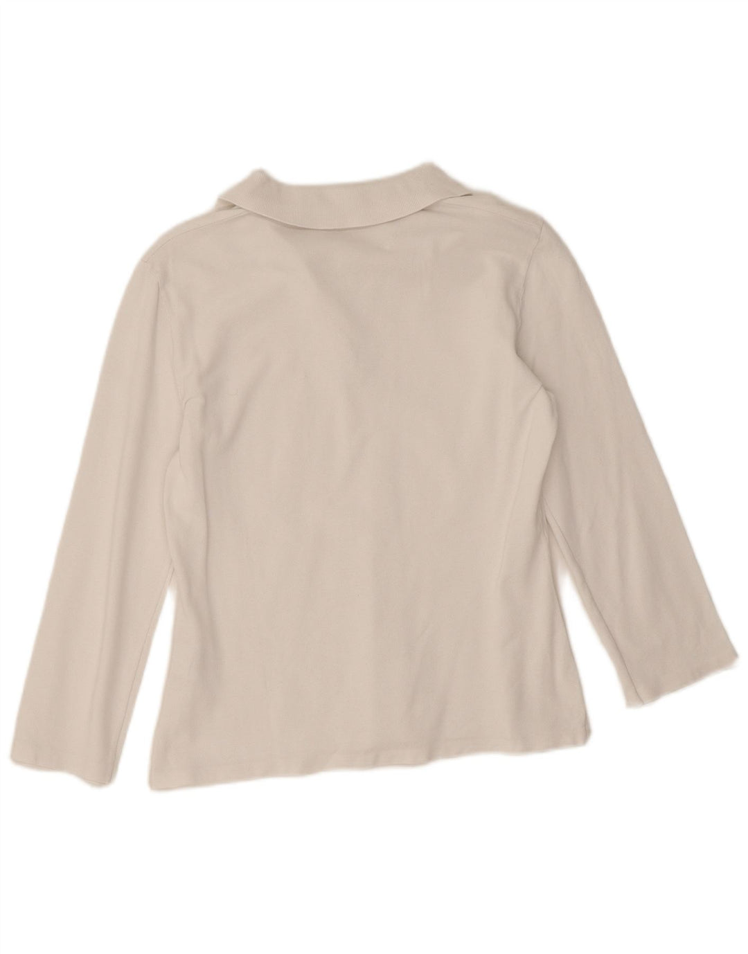 Benetton Polo à manches longues pour femme UK 12 Blanc moyen