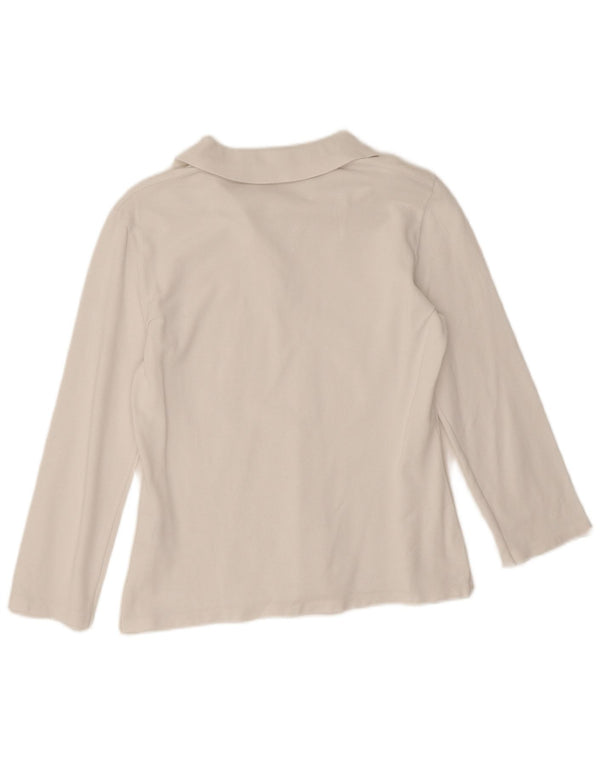 Benetton Polo à manches longues pour femme UK 12 Blanc moyen