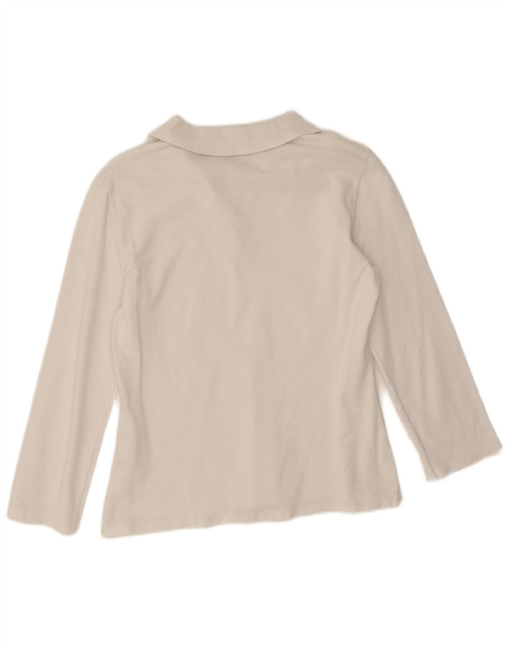 Benetton Polo à manches longues pour femme UK 12 Blanc moyen