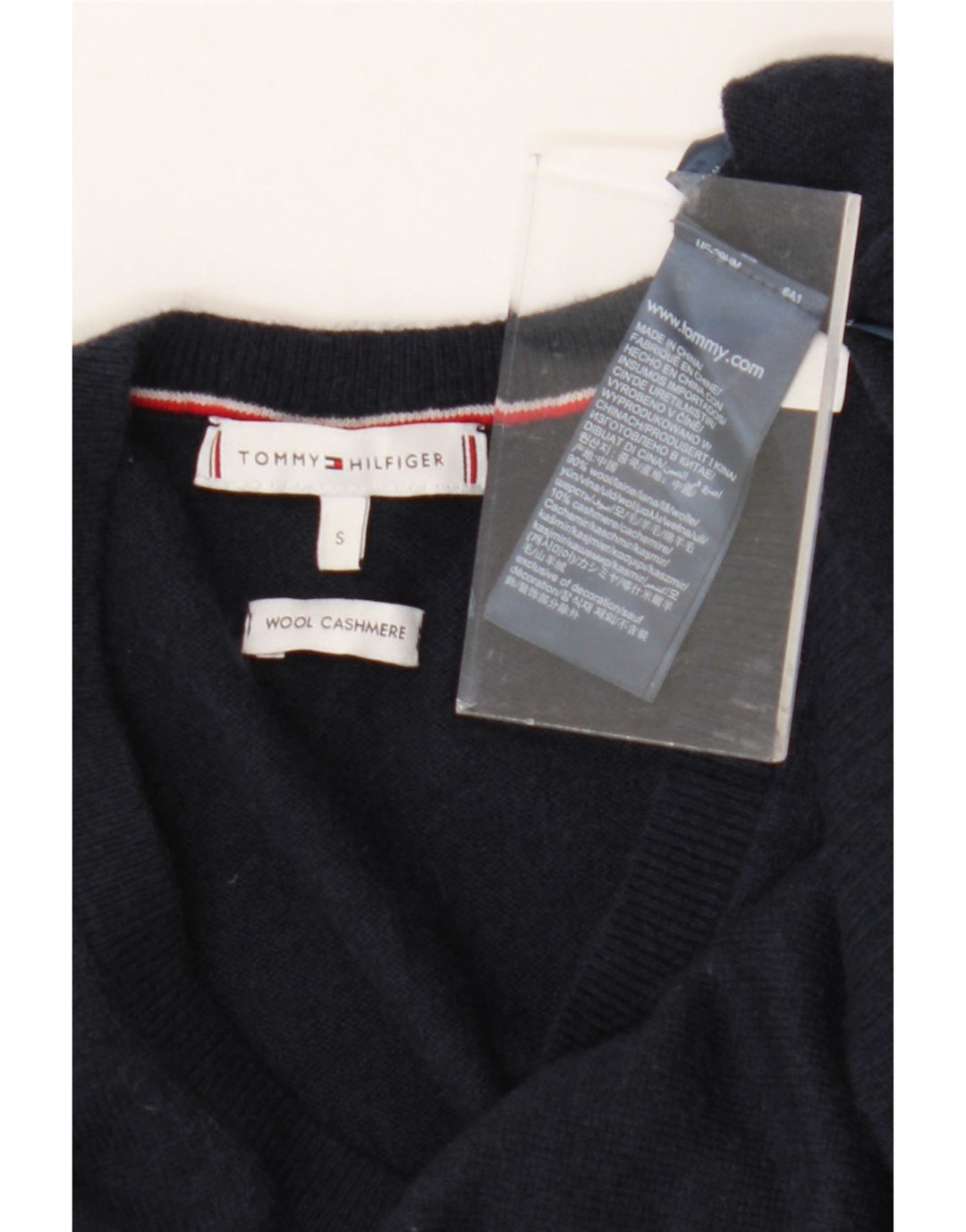 TOMMY HILFIGER Pull col V Homme Petit Bleu Marine Laine