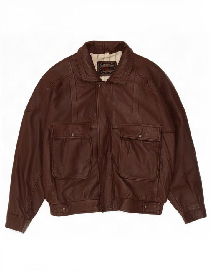 Pointers Veste en cuir pour homme UK 40 Large Bordeaux