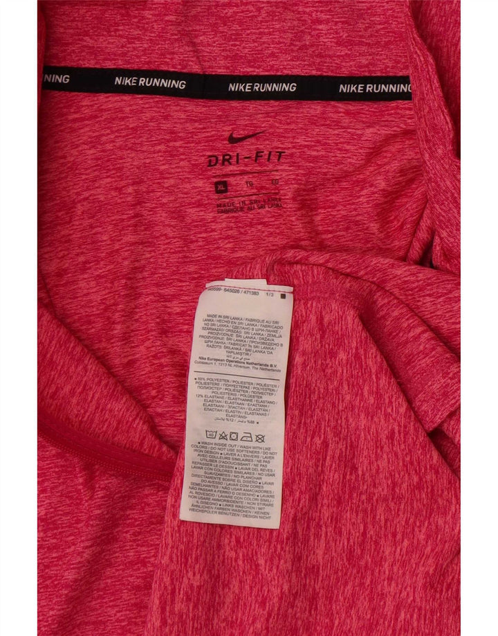 Nike Dri Fit Running Zip Neck Pull Survêtement Top XL Rose Moucheté