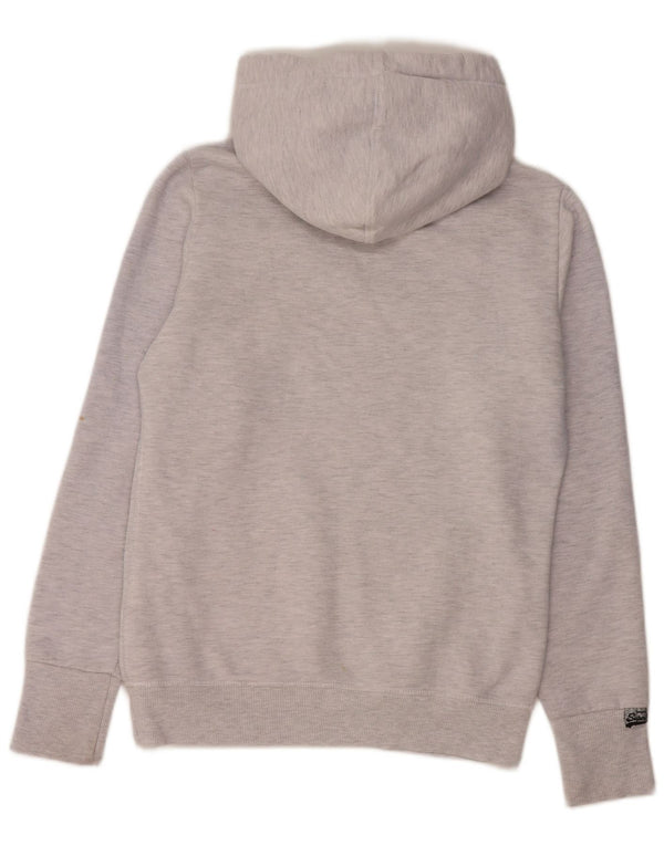 SUPERDRY Pull à capuche graphique pour femme UK 14 Gris moyen chiné en coton