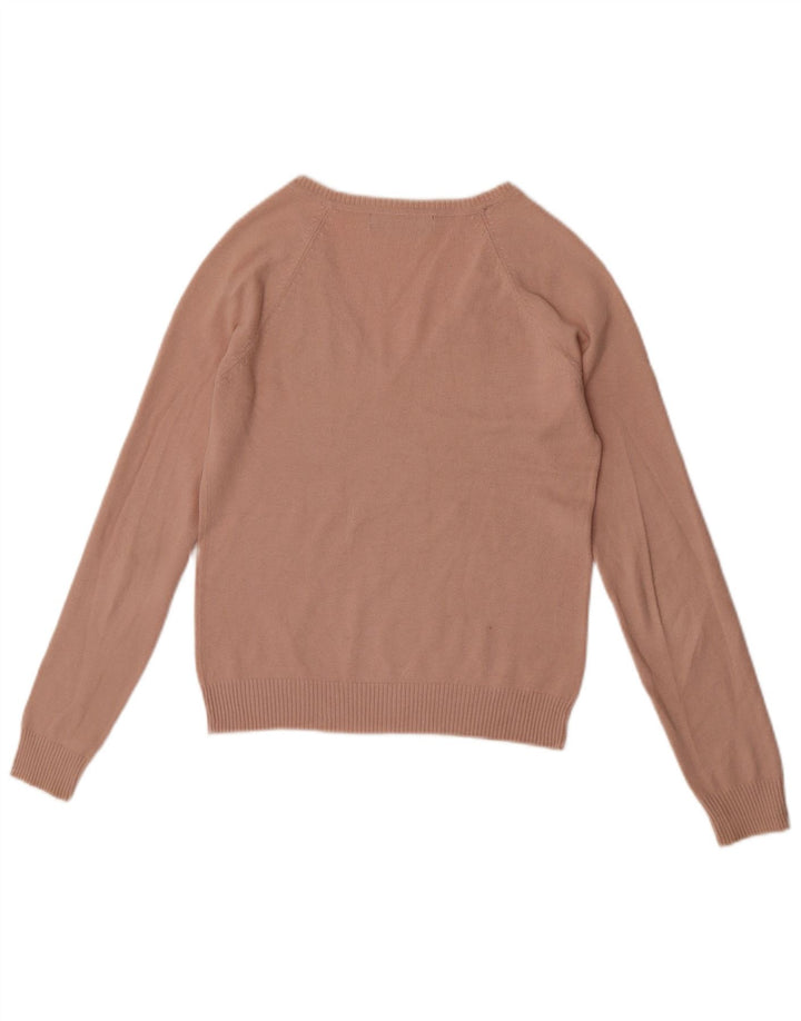 Zara Pull court à col en V pour femme UK 12 Rose moyen