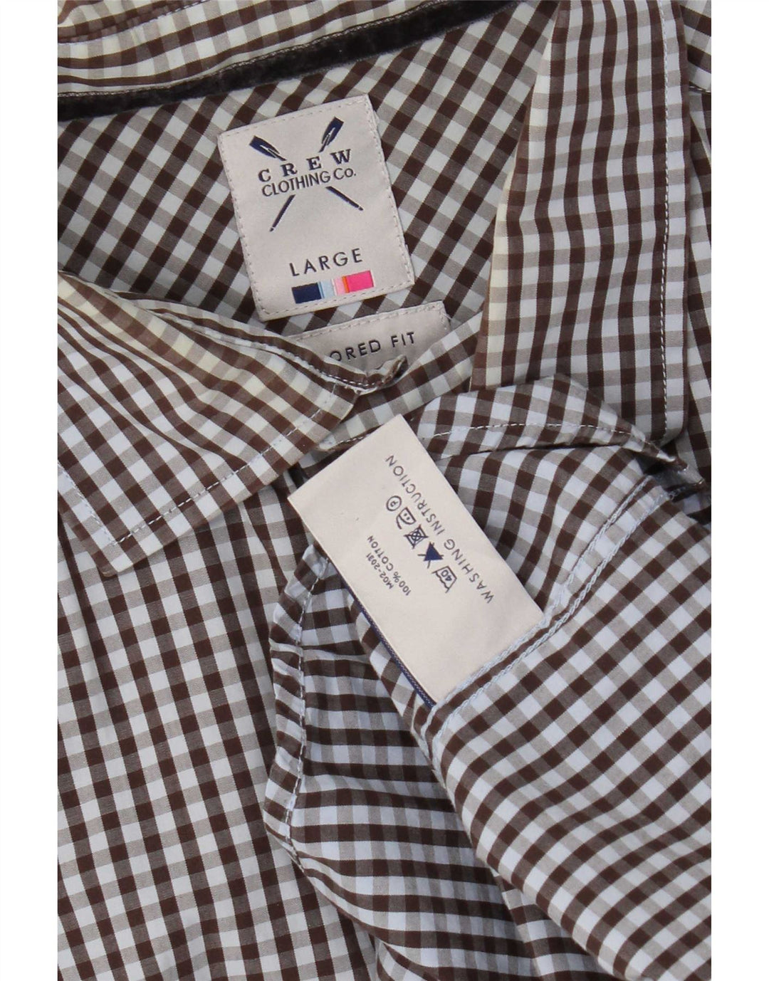 Crew Clothing Chemise coupe ajustée pour homme en coton vichy marron