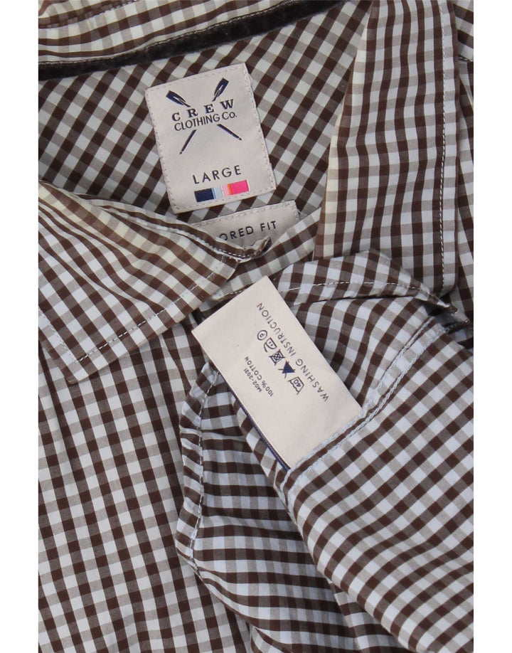 Crew Clothing Chemise coupe ajustée pour homme en coton vichy marron