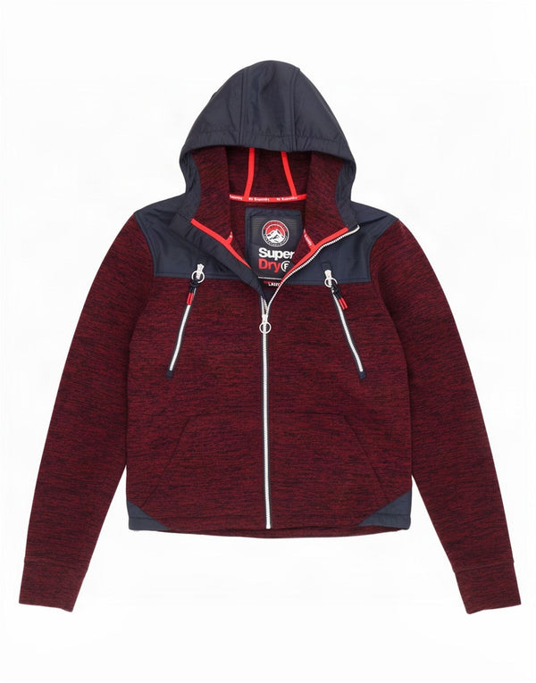 Superdry Pull à capuche zippé pour homme Large en polyester color block bordeaux