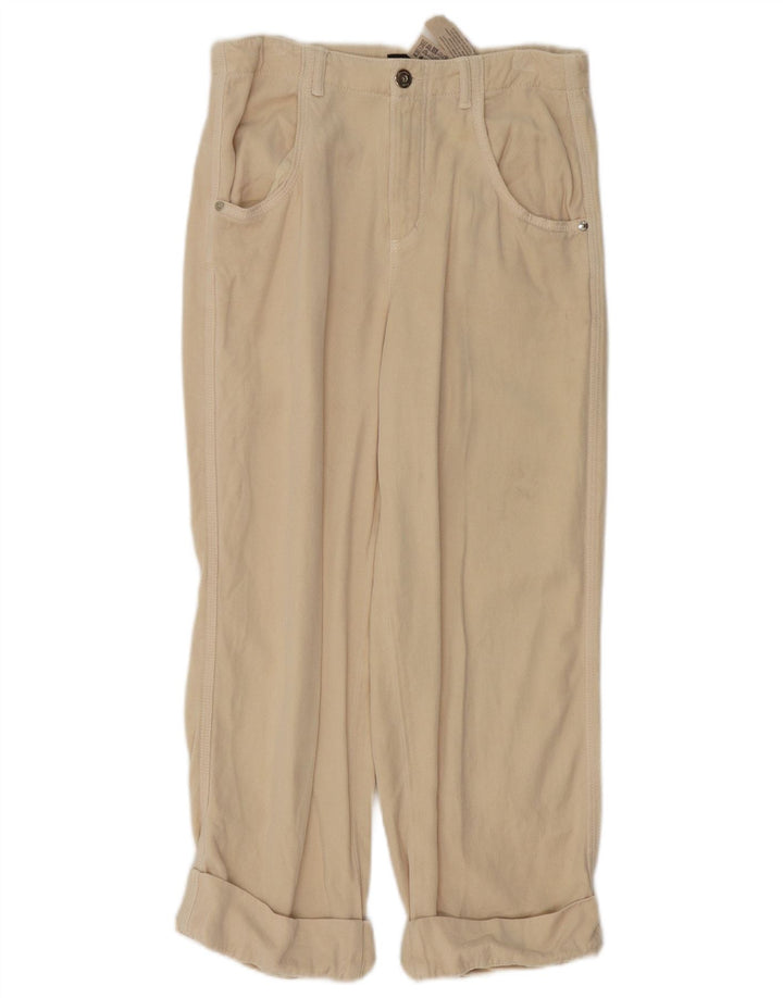 Massimo Dutti Pantalon court pour femme EU 38 Small W28 L24 Beige Lyocell