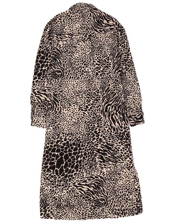 Warehouse Robe chemise à manches longues pour femme UK 6 XS Noir Imprimé animal