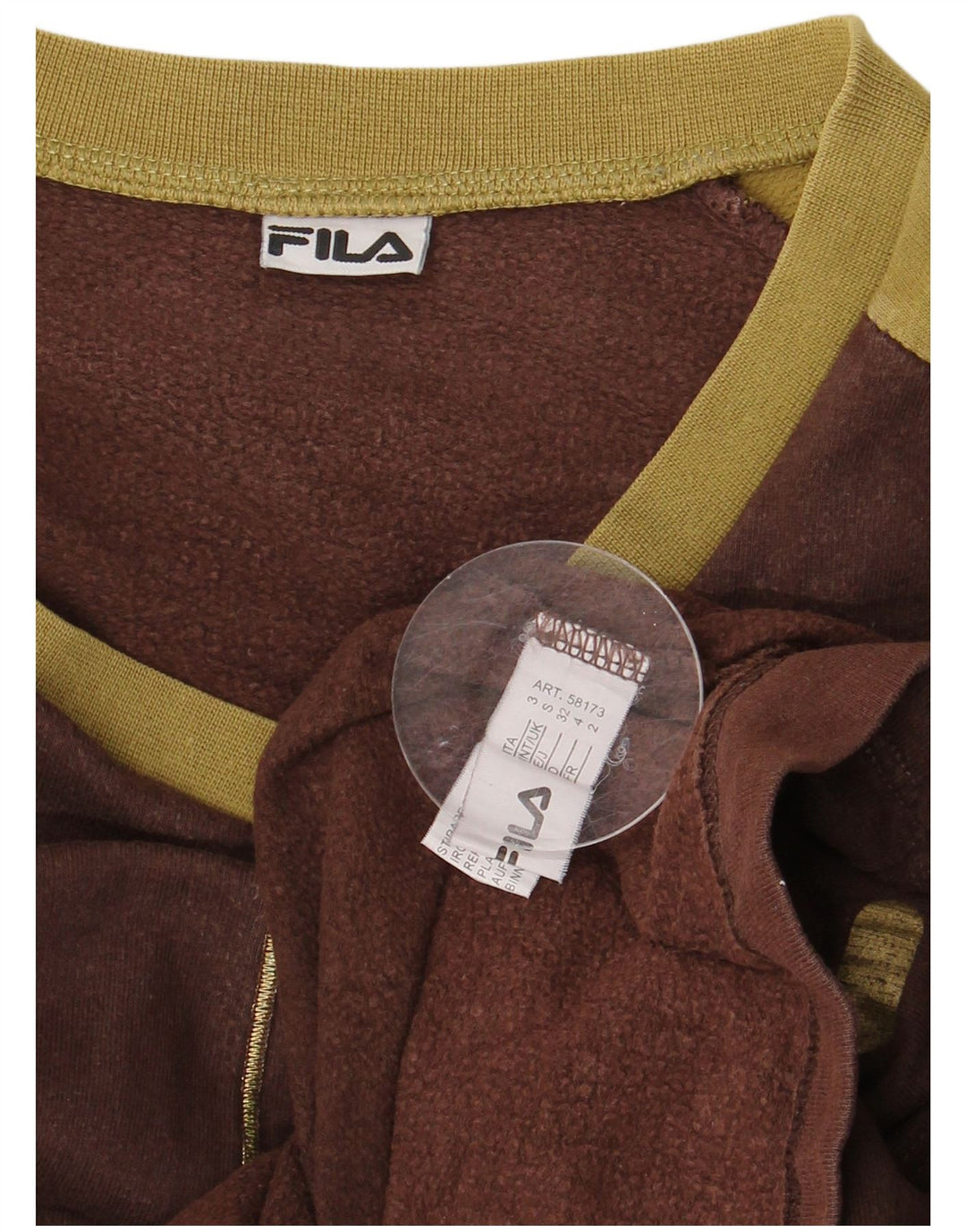 FILA Sweat-shirt graphique pour hommes, petit, en coton color block, marron