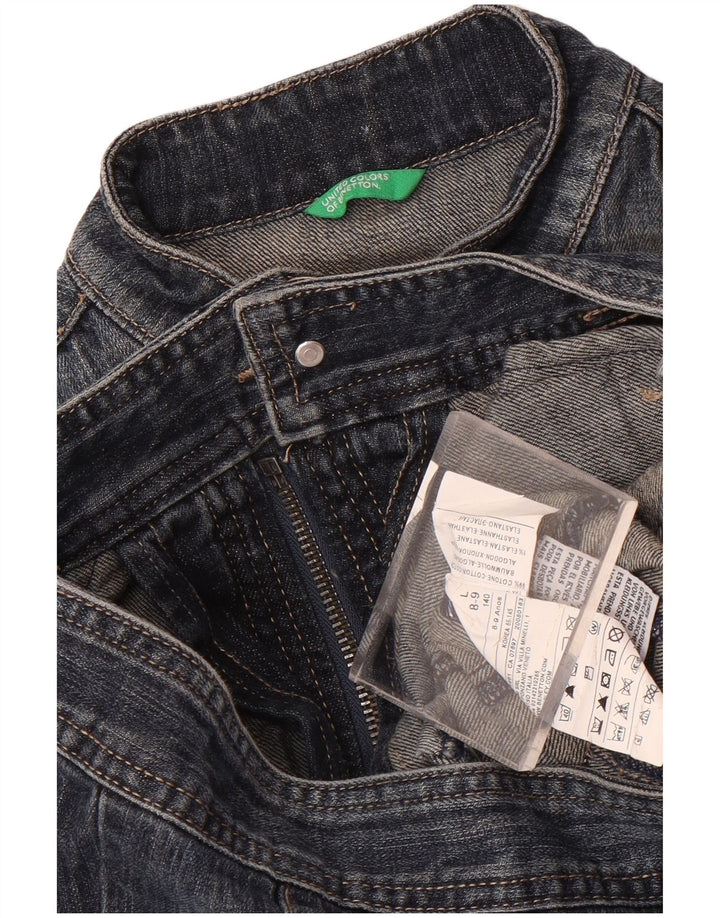 Benetton Veste en Jean Fille 8-9 Ans Large Bleu Marine Coton