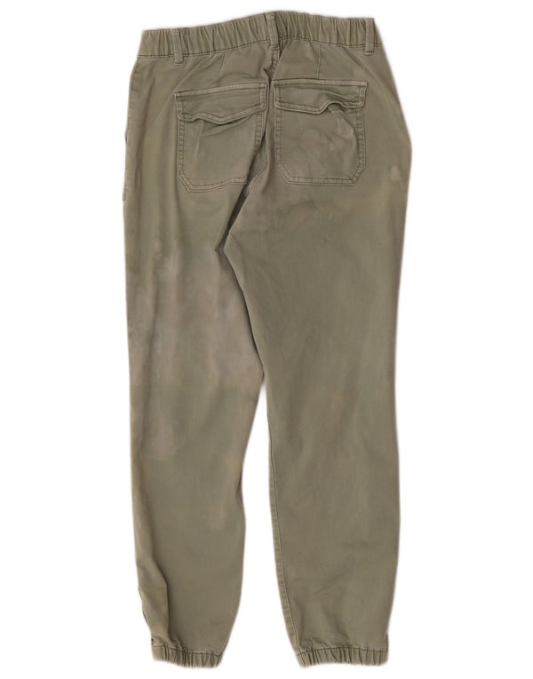 Marks & Spencer Womens Joggers Cropped Trousers UK 10 Small W26 L25 Khaki