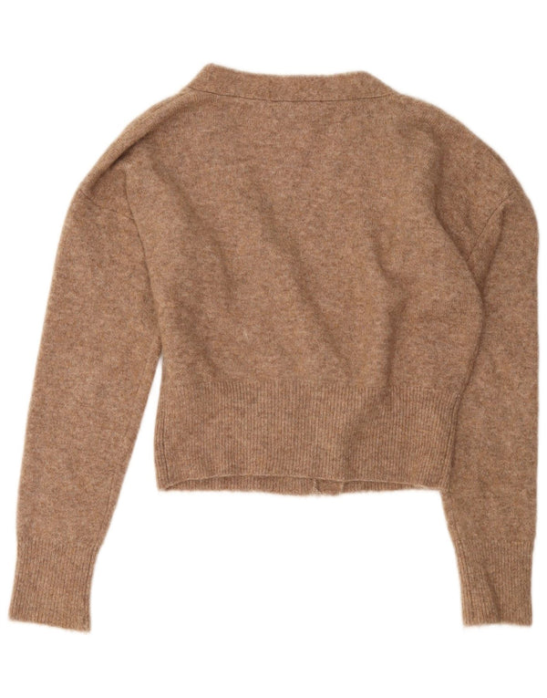 Zara Cardigan court surdimensionné pour femme UK 10 Petit Beige