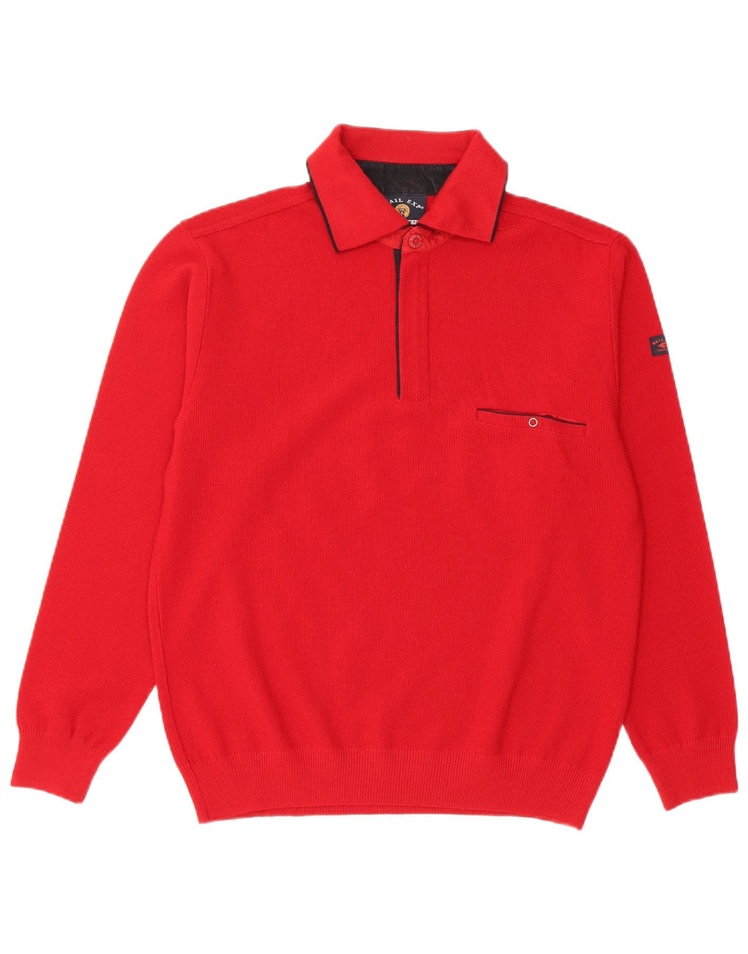 SAIL EXP Pull col polo pour homme IT 48 Laine mérinos rouge moyen