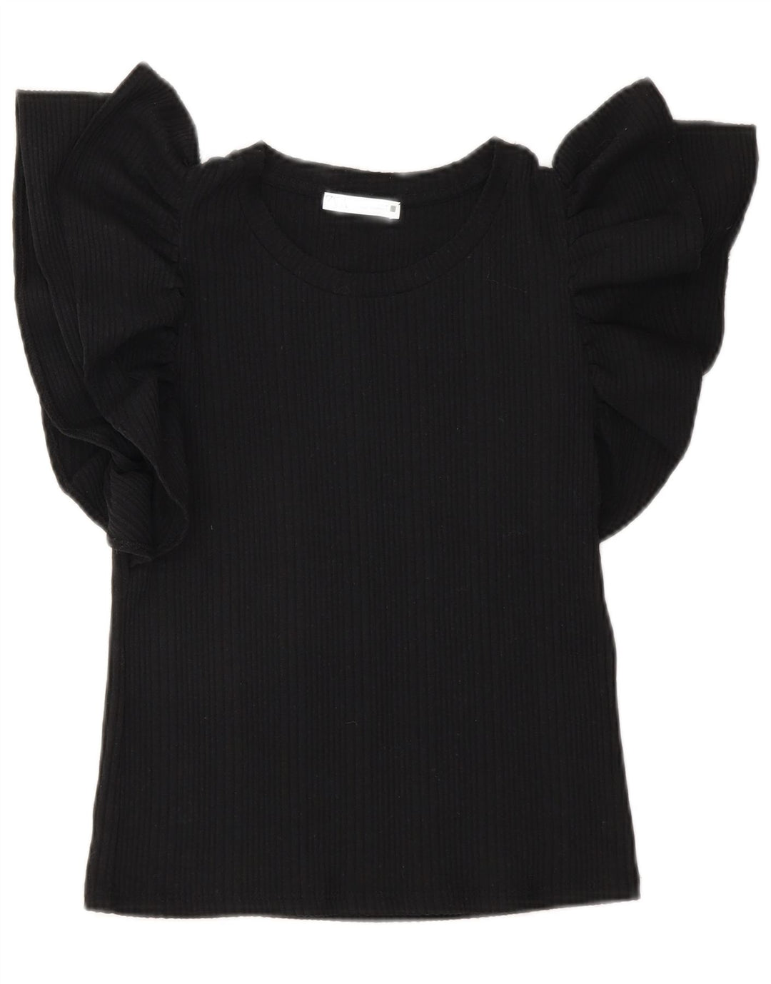 Zara Womens Crop Blouse Top UK 10 Petit Noir