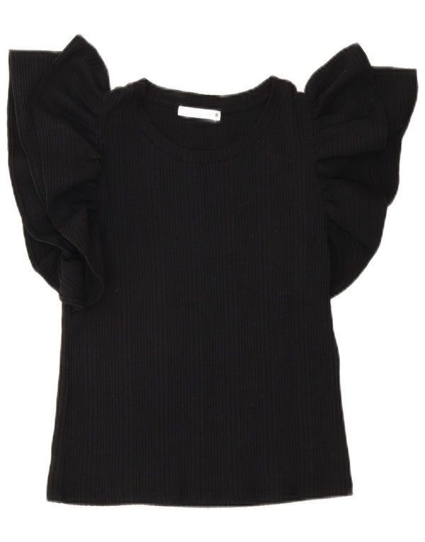 Zara Womens Crop Blouse Top UK 10 Petit Noir