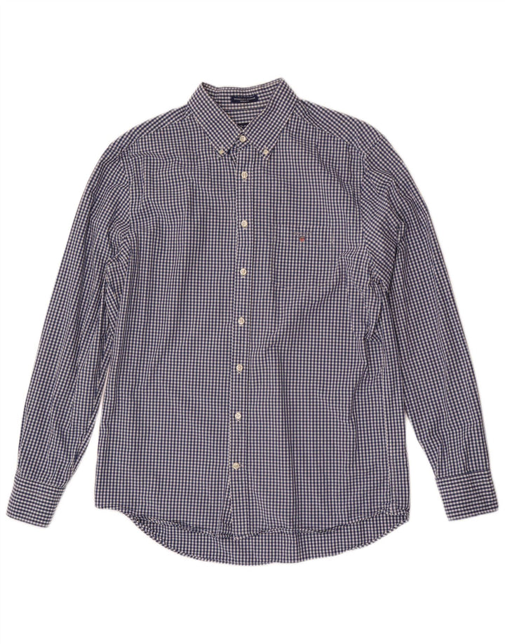 Gant Chemise coupe classique pour homme Taille 41/42 16 1/2 Large Bleu marine Vichy